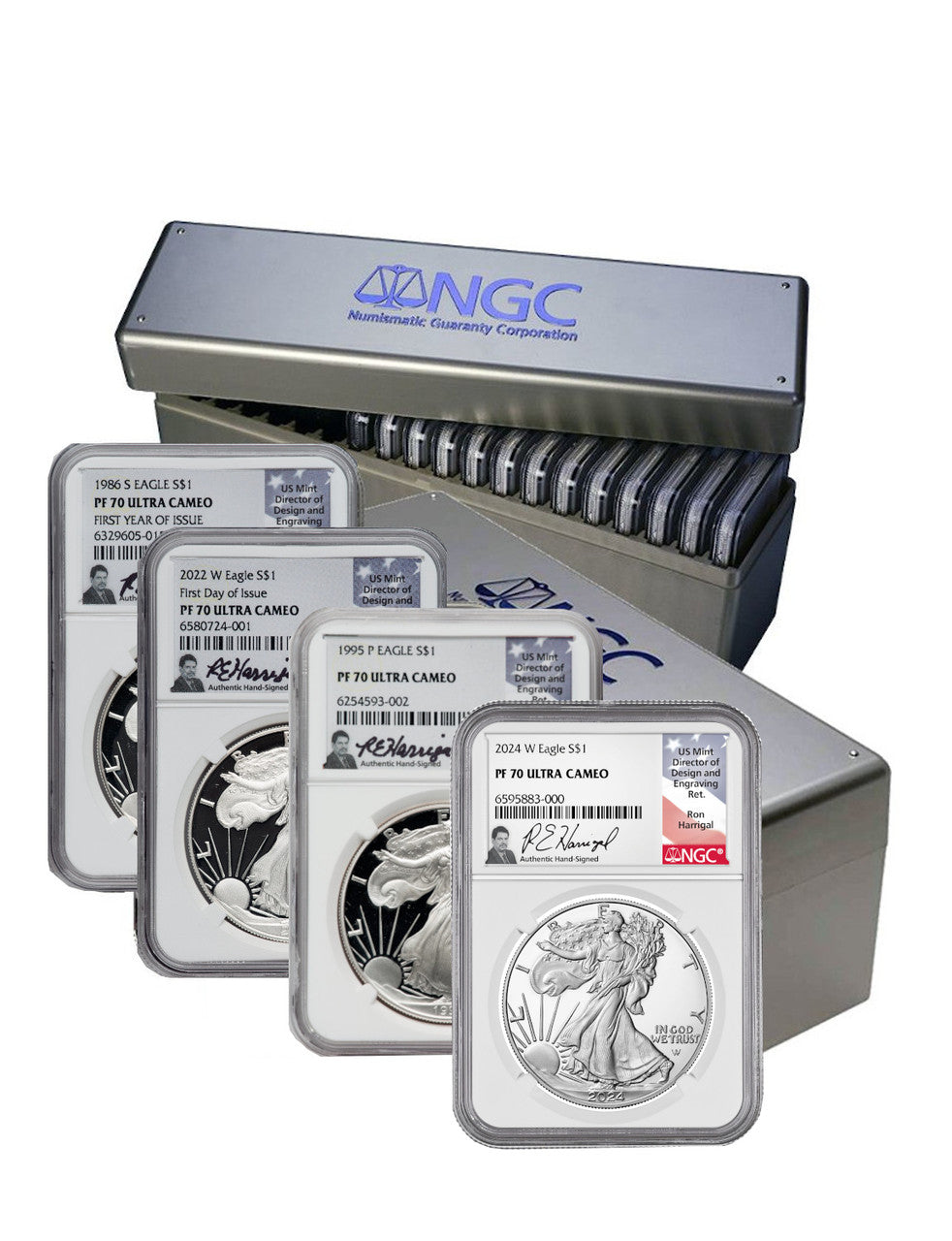 1986-2026 American Silver Eagle 41-pc Set NGC PF70 UCAM Harrigal Signed
