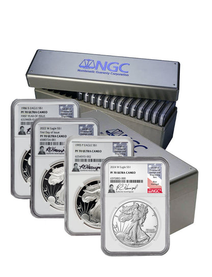 1986-2026 American Silver Eagle 41-pc Set NGC PF70 UCAM Harrigal Signed