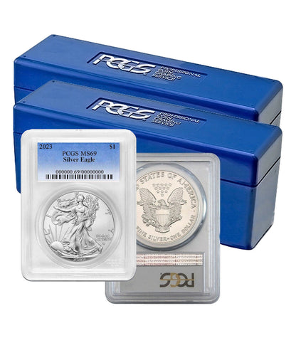 1986-2025 American Silver Eagle 41-pc Set PCGS MS69 (3 PCGS Boxes)