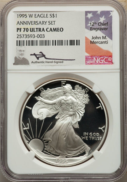 1995-W Complete 4 Coin American Gold Eagle 10th Anniversary Set NGC PF70UCAM
