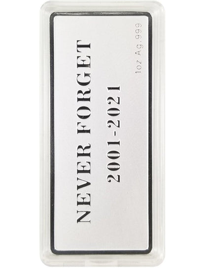 1 Ounce World Trade Center 20 Year Memorial Silver Bar - 9/11 Memorial Design
