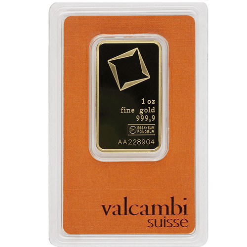 1 oz Gold Bar Valcambi Suisse w/Assay