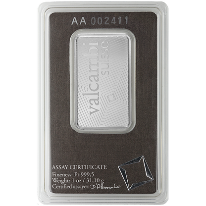1 oz Platinum Bar Valcambi
