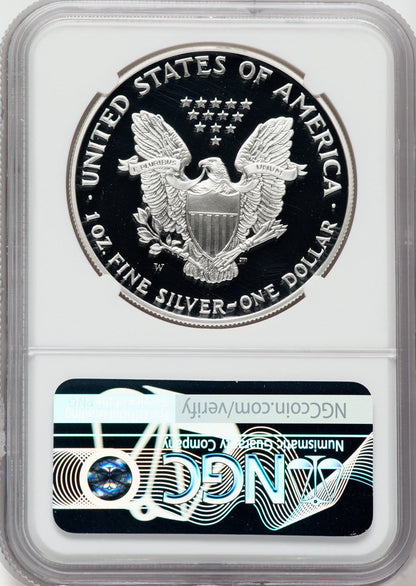 2001-W American Silver Eagle NGC PF70 Ultra Cameo Ron Harrigal Signed