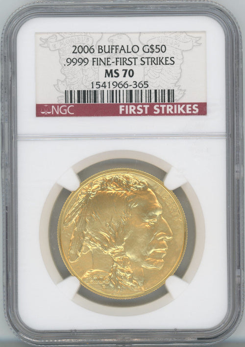2006 $50 One-Ounce Gold Buffalo First Strikes NGC MS70