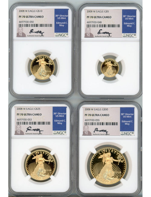 2008 Gold Eagle Proof 4-Coin Year Set NGC PF70 Ed Moy Signed