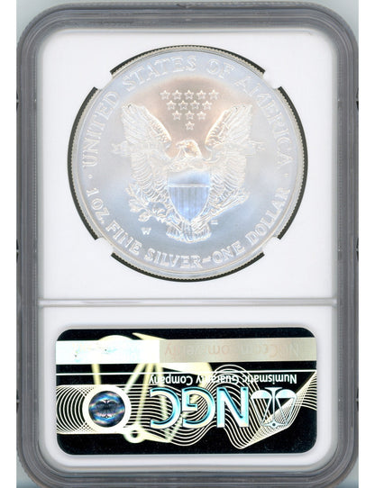 2008-W Burnished Silver Eagle Reverse Of 2007 NGC MS70 John Mercanti Signed
