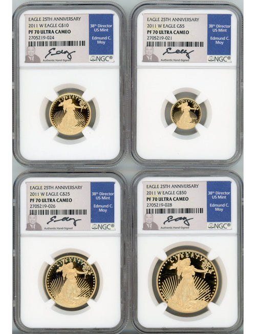 2011-W Gold Eagle Proof 4-Coin Year Set NGC PF70 Ed Moy Signed