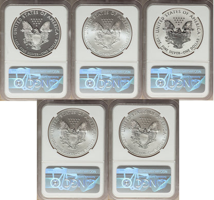 2011 Silver Eagle 25th Anniversary 5-pc Set NGC 70 Castle Signed
