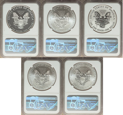 2011 Silver Eagle 25th Anniversary 5-pc Set NGC 70 Mercanti Signed