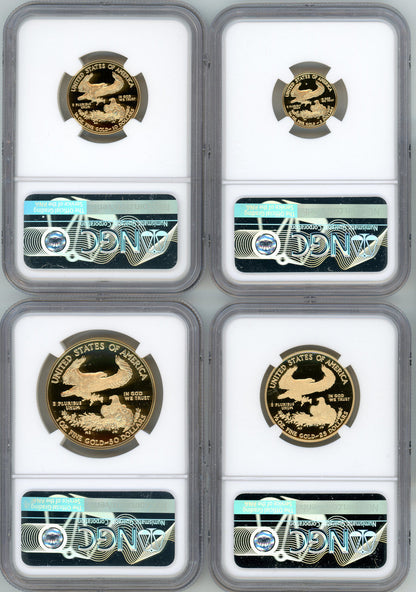 2018-W American Gold Eagle Proof 4-Coin Year Set NGC PF70 Ed Moy Signed