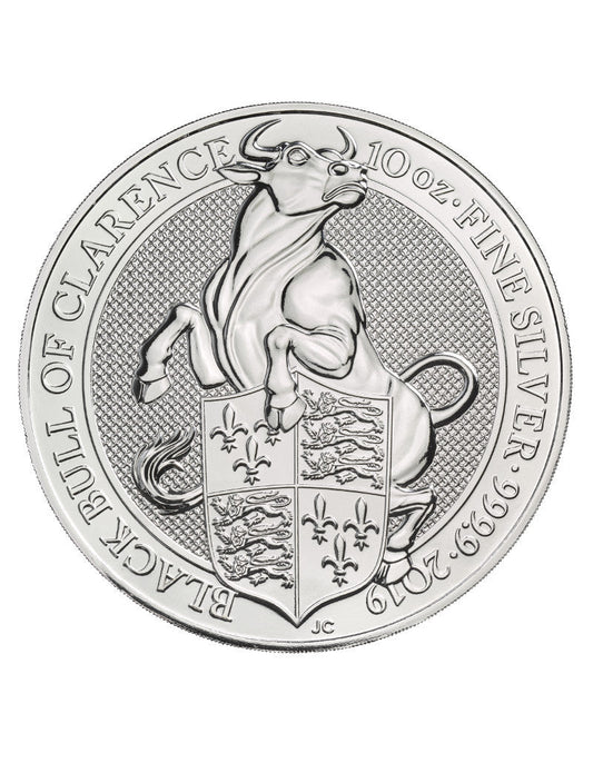 2019 10 oz British Silver Queens Beast Black Bull Coin