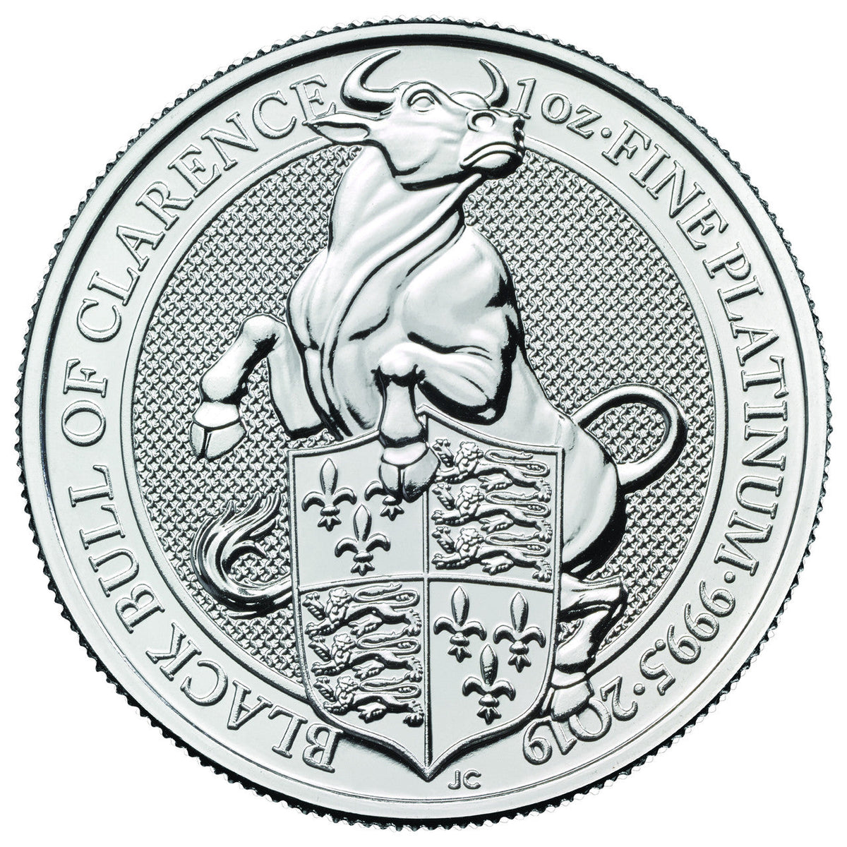 2019 1 oz British Platinum Queens Beast Black Bull Coin