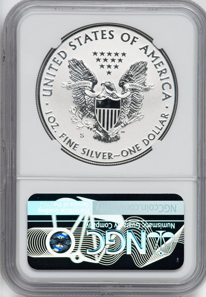 2019-S Enhanced Reverse Proof Silver Eagle NGC PF70 Harrigal Signed