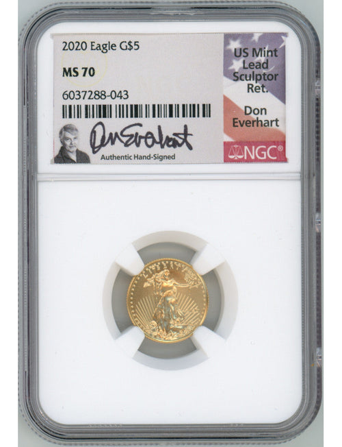 2020 $5 Tenth Ounce Gold Eagle NGC MS70 Don Everhart Signed