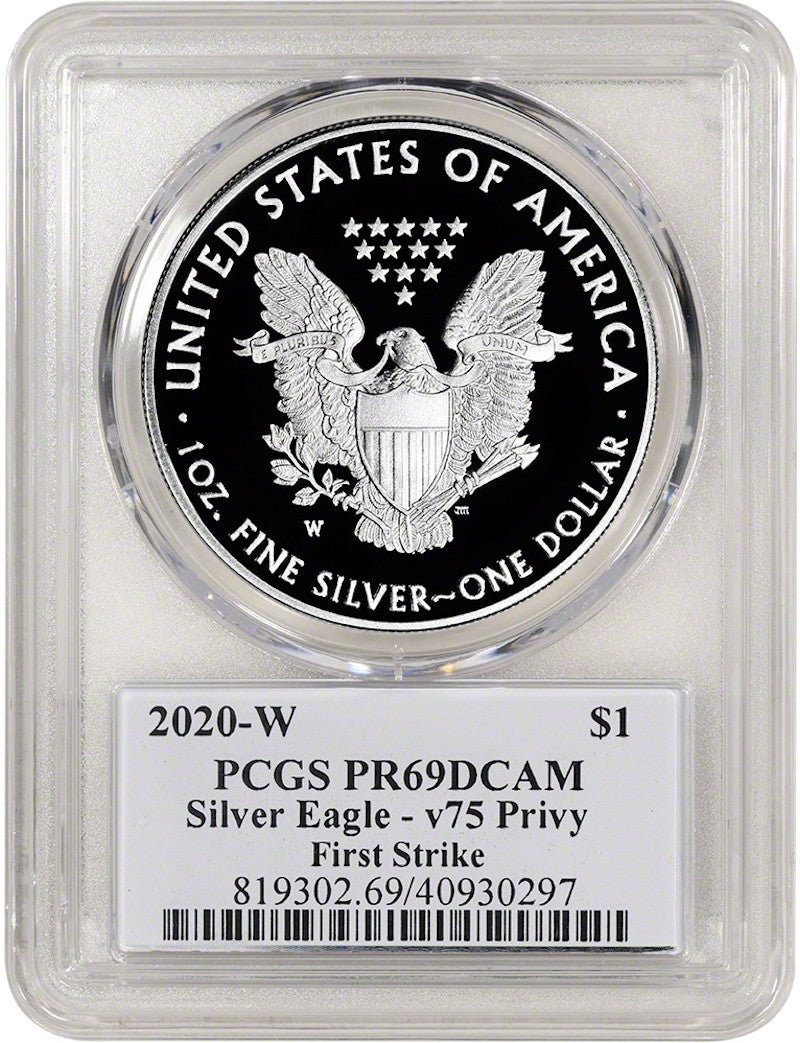 2020-W $1 American Silver Eagle v75 Privy WWII PCGS FS PR69DCAM