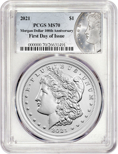 2021 $1 Morgan Dollar First Day of Issue PCGS MS70