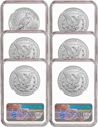 2021 Morgan Peace Dollar Early Releases NGC MS70 6-pc Complete Set 100th Anniversary