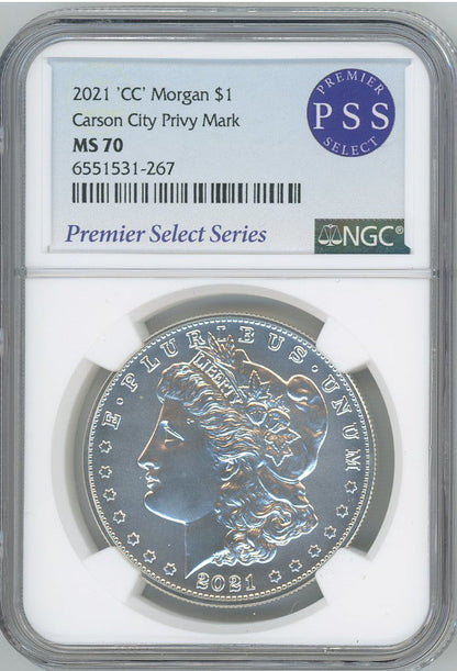 2021-CC Morgan Dollar Carson City Privy Mark NGC MS70