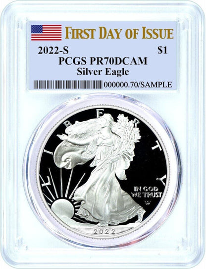 2022-S Proof Silver Eagle First Day of Issue PCGS PR70DCAM