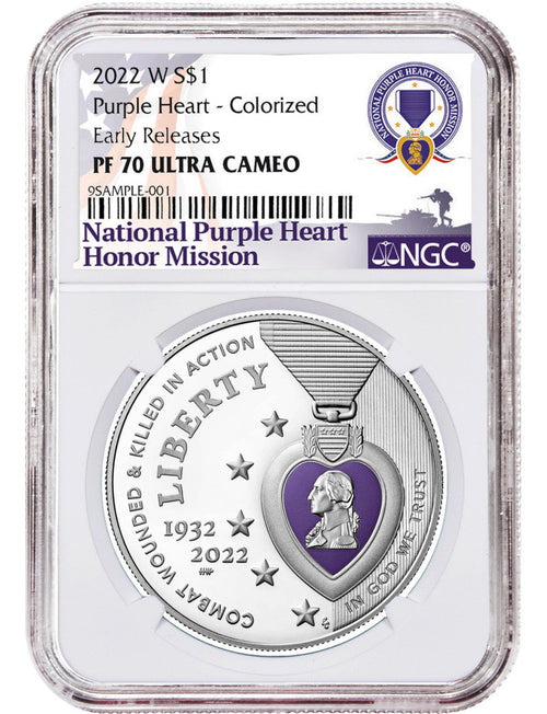2022 National Purple Heart Hall of Honor Silver Dollar Proof ER NGC PF70