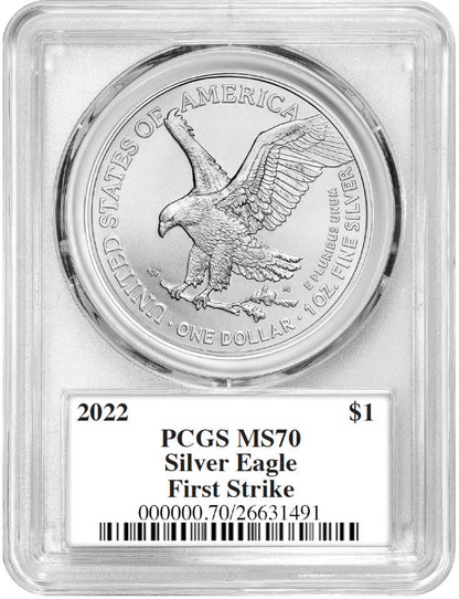 2022 Silver Eagle First Strike PCGS MS70  Damstra Signed