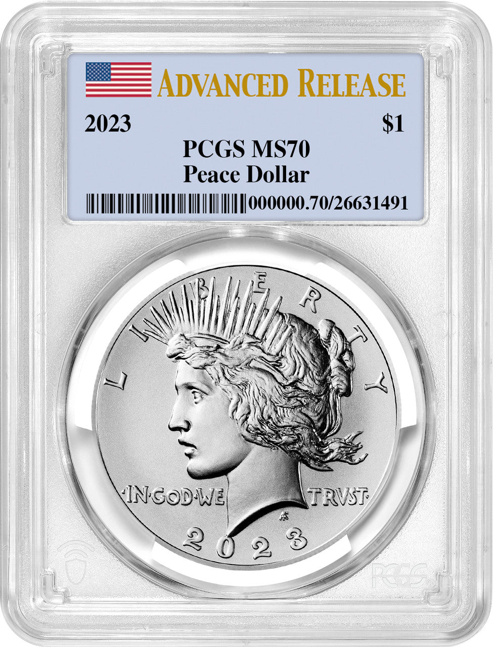 2023 Peace Silver Dollar Advanced Releases PCGS MS70
