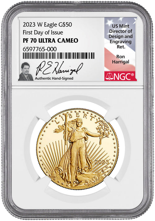 2023 W $50 American Gold Eagle First Day of Issue NGC PF70UCAM Ron Harrigal