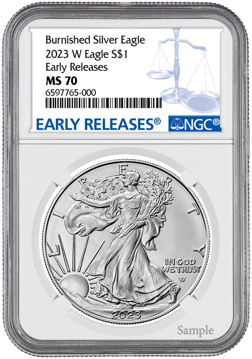 2023-W Burnished Silver Eagle Early Releases NGC MS70