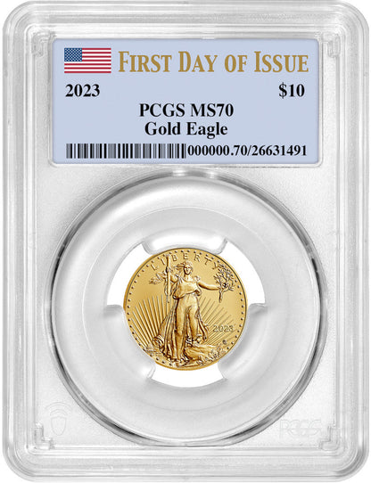2023 $10 Quarter Ounce Gold Eagle First Day of Issue PCGS MS70