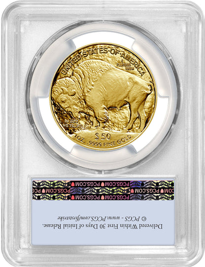 2023-W $50 One Ounce Gold Buffalo First Strike Flag Label PCGS PR70 DCAM