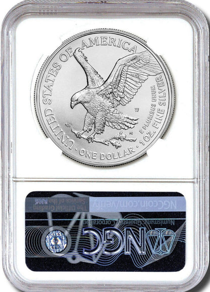 2023 W Burnished Silver Eagle First Day of Issue NGC MS70 Gaudioso Signed