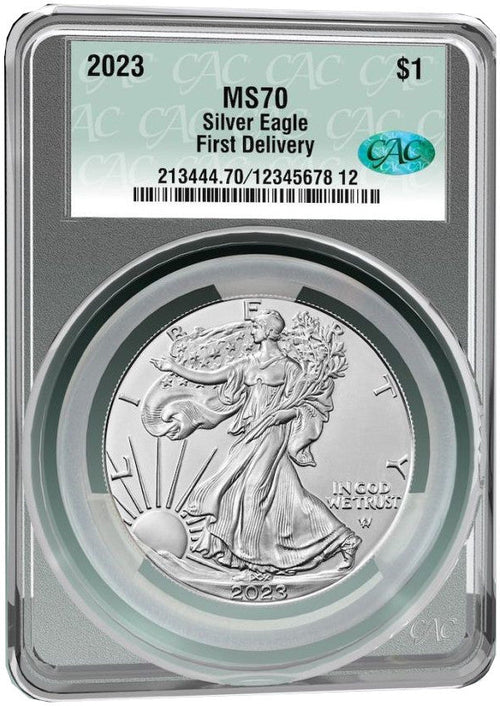 2023 American Silver Eagle First Delivery CAC MS70