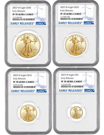 2023-W American Gold Eagle 4-Coin Set Early Releases NGC PF70 Ultra Cameo