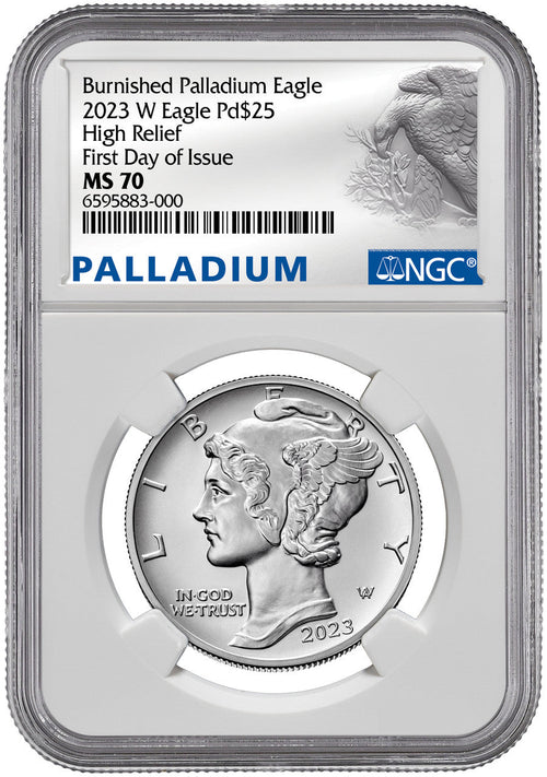2023-W Palladium Burnished Eagle High Relief FDI NGC MS70