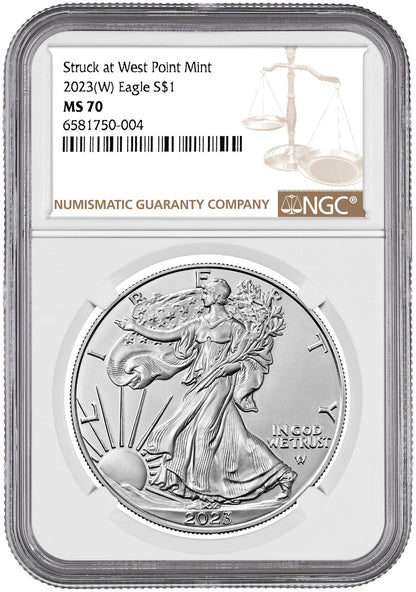 2023 (W) Struck at West Point American Silver Eagle NGC MS70