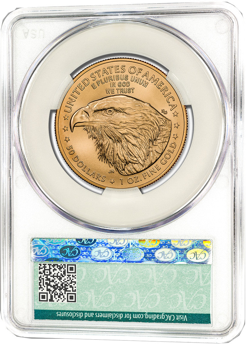2024 W $50 1 oz Burnished Gold Eagle FDD CAC MS70