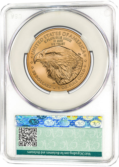 2024 W $50 1 oz Burnished Gold Eagle FDD CAC MS70