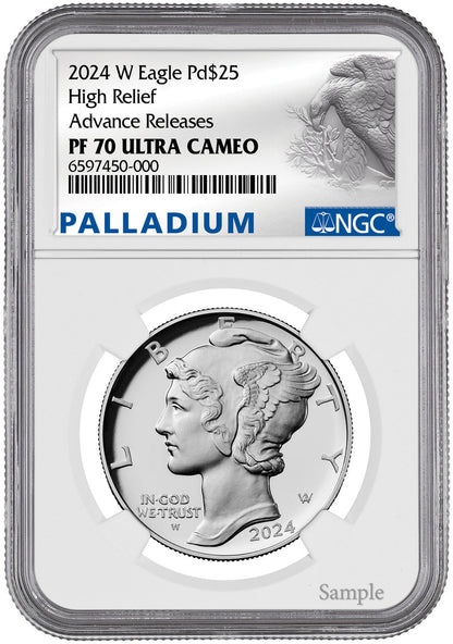 2024-W $25 Palladium High Relief Advance Releases NGC PF70 Ultra Cameo