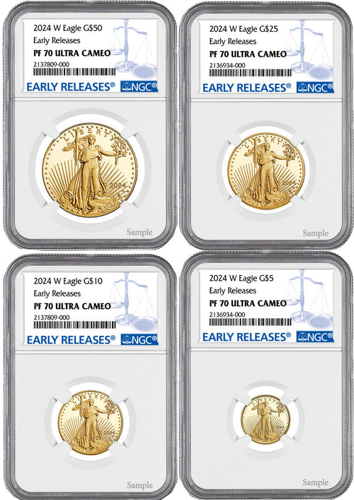 2024 W Gold Eagle 4-Coin Set ER NGC PF70 Ultra Cameo