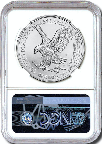 2024 W Burnished Silver Eagle FDI NGC MS70 Harrigal Signed
