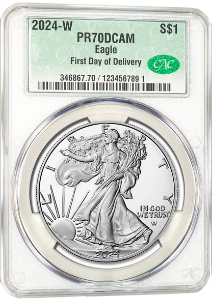 2024-W Silver Eagle First Day of Delivery CAC PR70DCAM