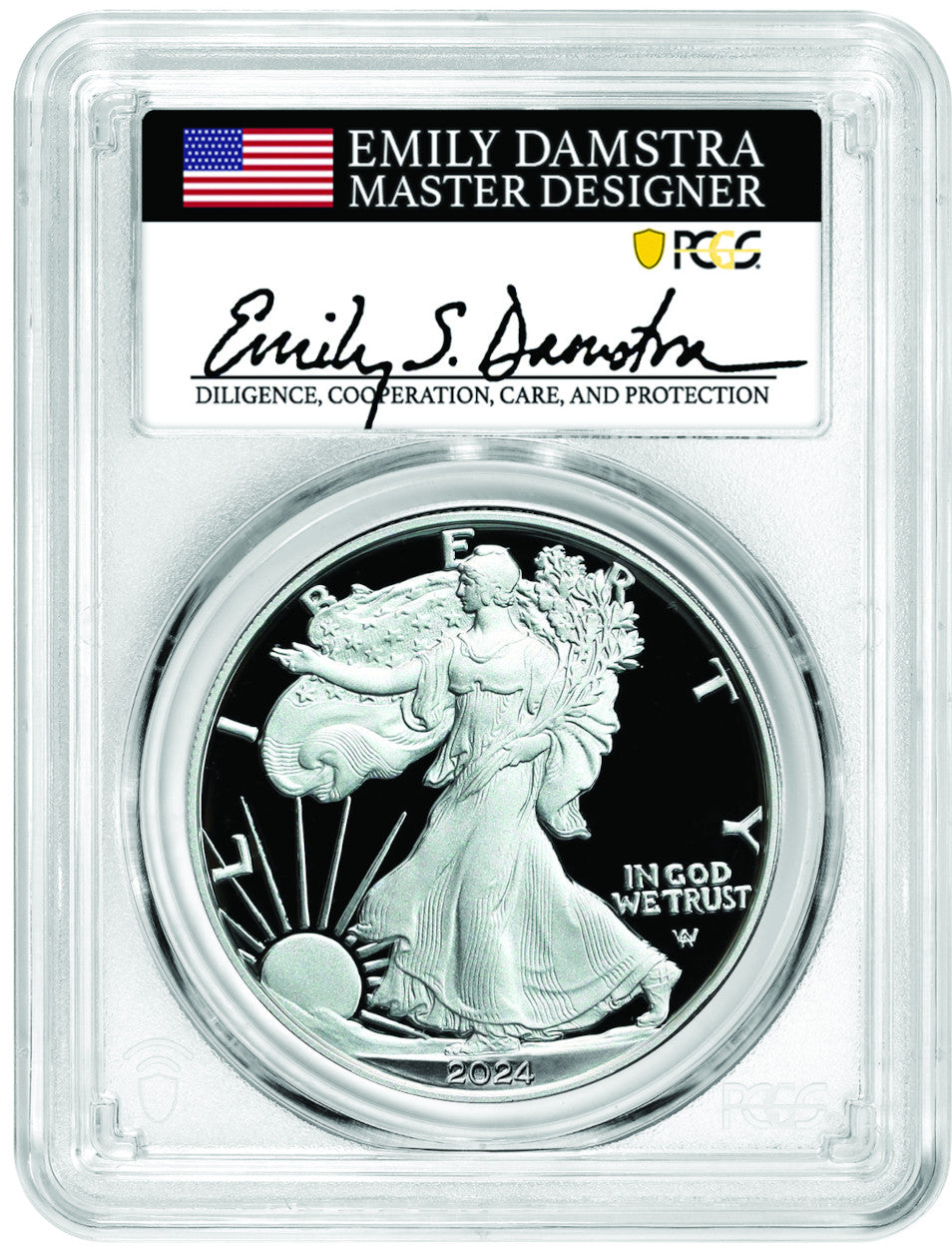 2024-S American Silver Eagle Advanced Releases PR70 PCGS Damstra
