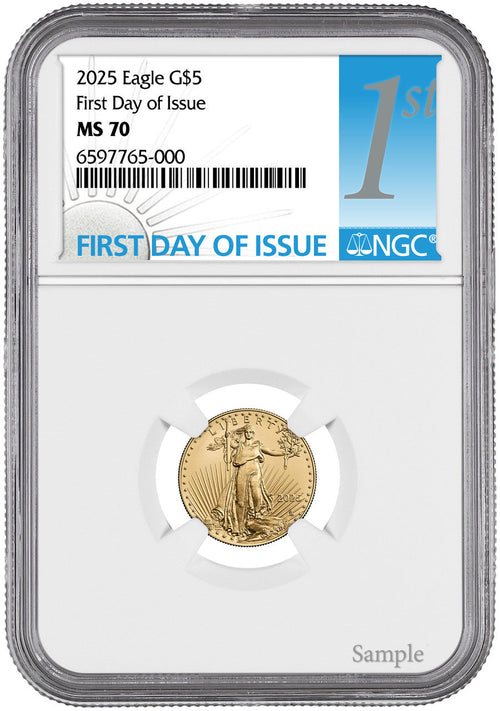 2025 1/10 oz American Gold Eagle First Day of Issue NGC MS70