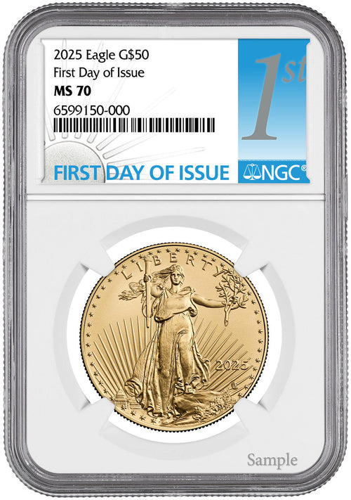 2025 1 oz American Gold Eagle First Day of Issue NGC MS70