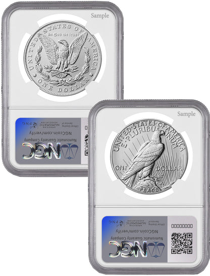 2025 Morgan and Peace Silver Dollar 2pc Set FDI NGC MS70 Harrigal