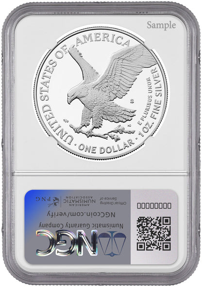 2025-S Silver Eagle 250th Anniversary U.S. Navy Privy NGC PF69 Salute Label