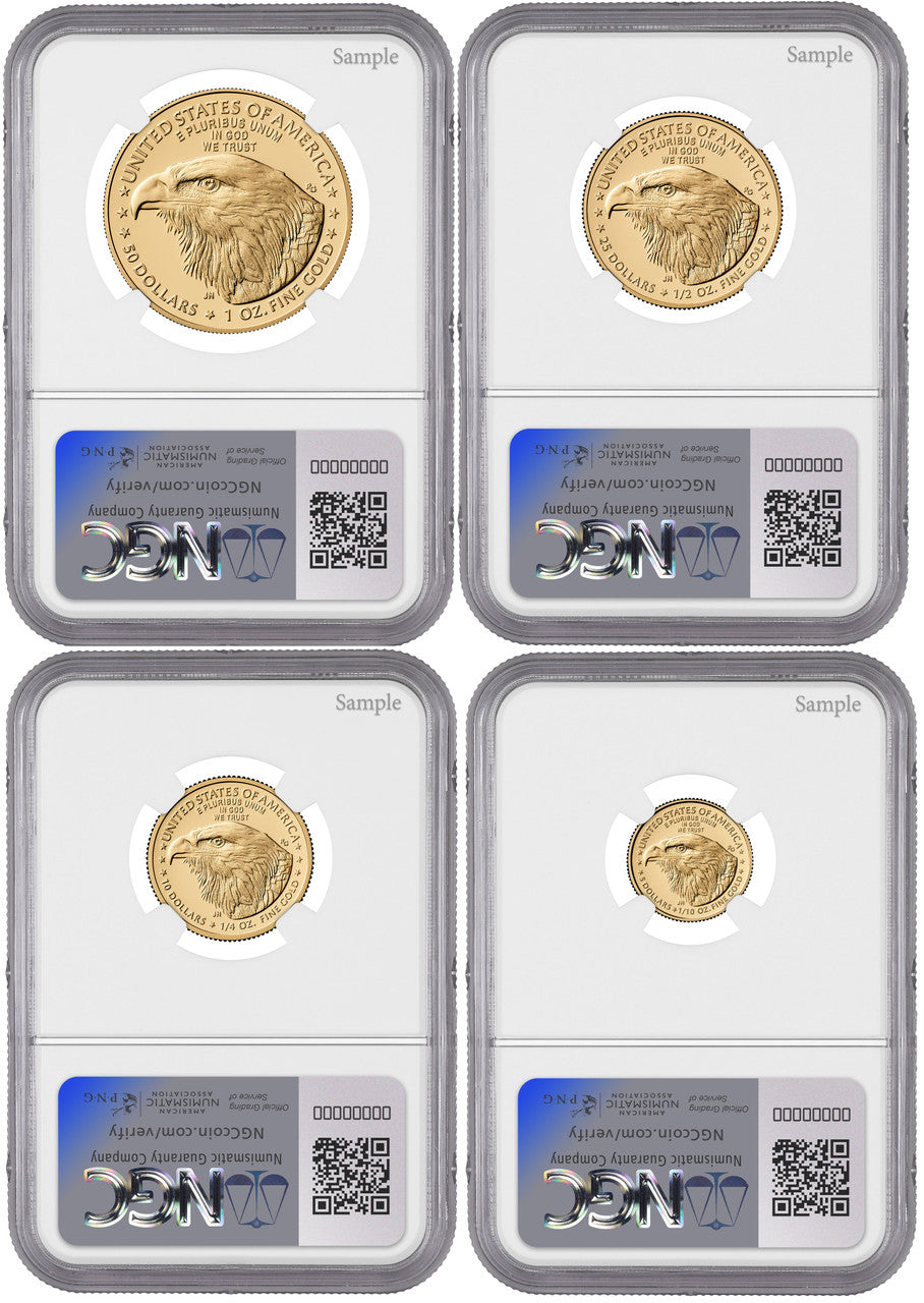 2025-W Proof Gold Eagle 4-Coin Set FDI NGC PF70UCAM Harrigal