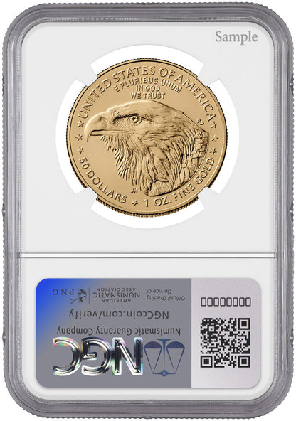 2025 W $50 Burnished Gold Eagle First Day of Issue NGC MS70