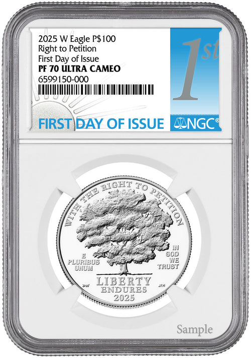 2025-W $100 Platinum Eagle Right To Petition FDI NGC PF70